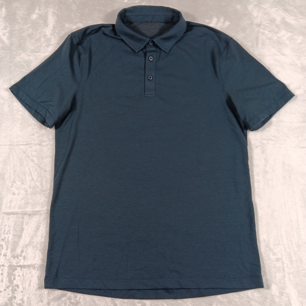 Lululemon Shirt Mens Small Nautical Navy Evolution Polo Office Buisness Casual